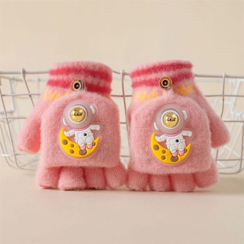 Half Finger Winter Kids Gloves Cycling Flap Gloves for 3-12 Years Boys Girls