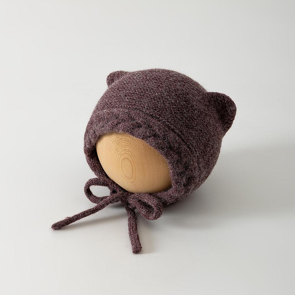 Вязаная шерстяная шапка с защитой ушей для новорожденных - Теплый зимний пуловер для мальчиков и девочек