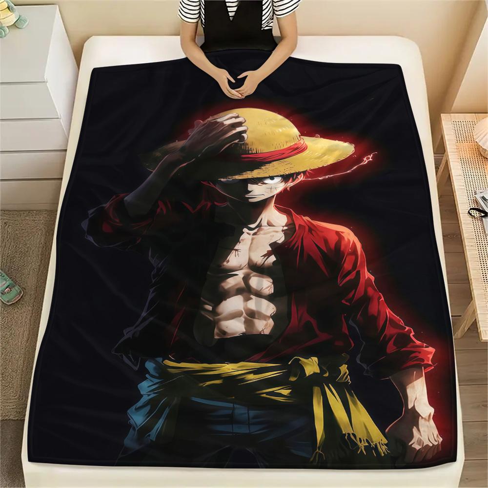 1PC One Piece Monkey D Luffy Patterned Flannel Blanket Suitable For All Seasons For Home Decor Warmth And Comfort Gifts Holiday Present