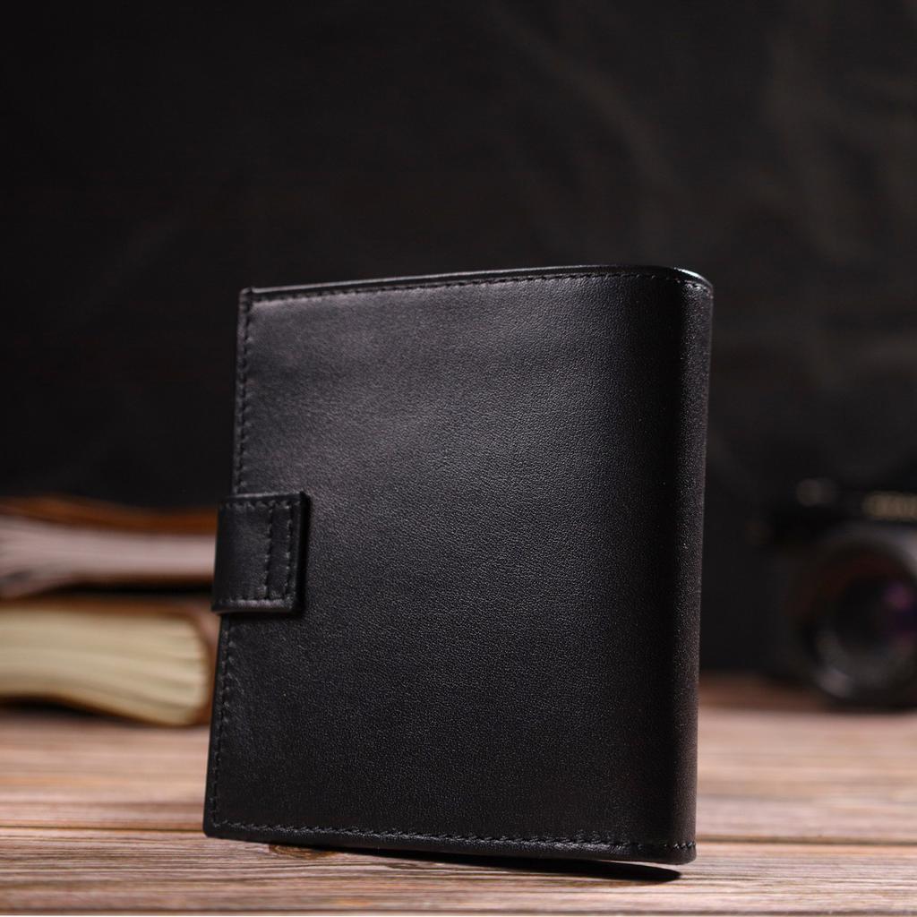 Модный мужской бумажникн из натуральной гладкой кожи CANPELLINI 21727 Черный