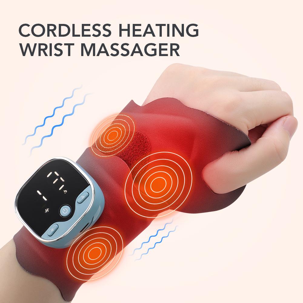 Electric Heating Wrist Massager 3 Levels Hot Compress Massage Wrist Guard Band Heated Wrist Brace EMS Muscle Stimulator Massager