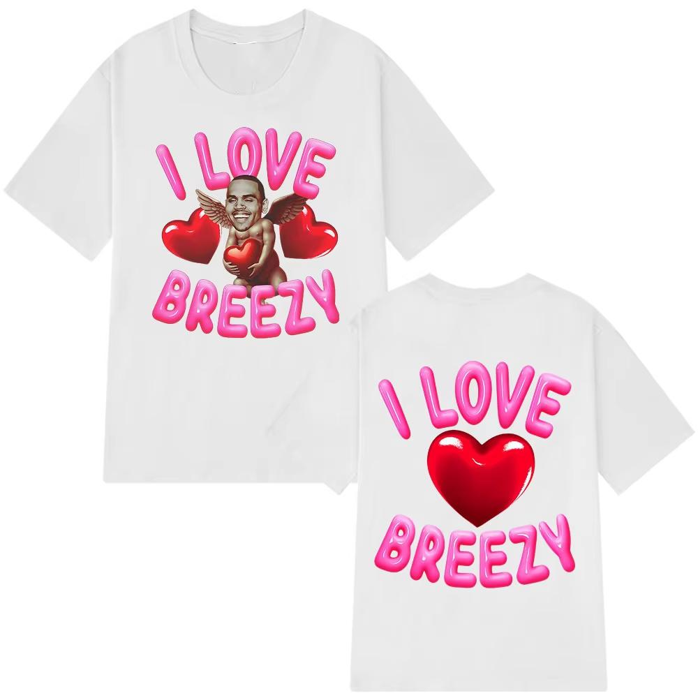 Rapper Chris Brown I Love Breezy Bowl XX Tour Tshirt Unisexs Women Fashion Hip Hop T Shirts Oversized Cotton Casual Tshirts Tops