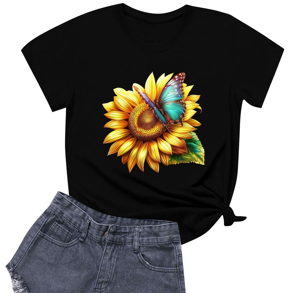 Женская модная повседневная футболка с круглым вырезом и короткими рукавами