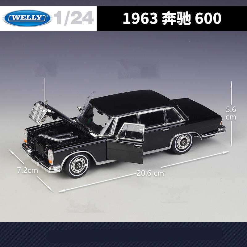 CUVJF1 WELLY 1:24 Mercedes-Benz 600 Alloy Car Model Diecasts Metal Classic Retro Old Car Model Simulation Collection Childrens Toy Gift