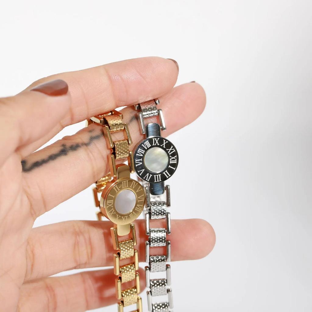 Модный панк-римские цифры, ремешок для часов, браслет-цепочка для женщин, высокое качество, круглый браслет из нержавеющей стали, подарок