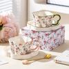 Premium Flower Coffee Cup And Saucer Set, High-End Exquisite Afternoon Tea Cup Gift Box, Wedding Gift Souvenir