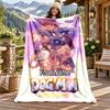 Dog Man Custom Name Flannel Blanket Personalized Soft Warm Plush Throw Blanket Customized Gift for Family Friends