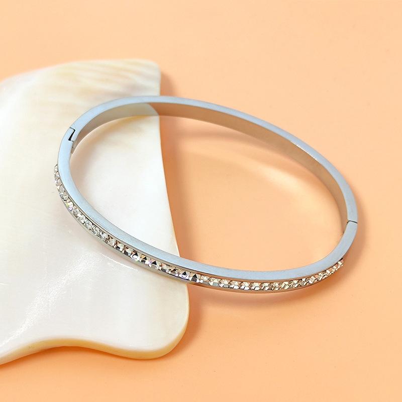 Браслет из нержавеющей стали, титановый браслет с цирконием, женские ювелирные изделия