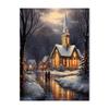 Merry Christmas Holiday Decorative Canvas Painting Nordic Santa Claus City Snow Scene Posters Living Room Wall Art Home Decor