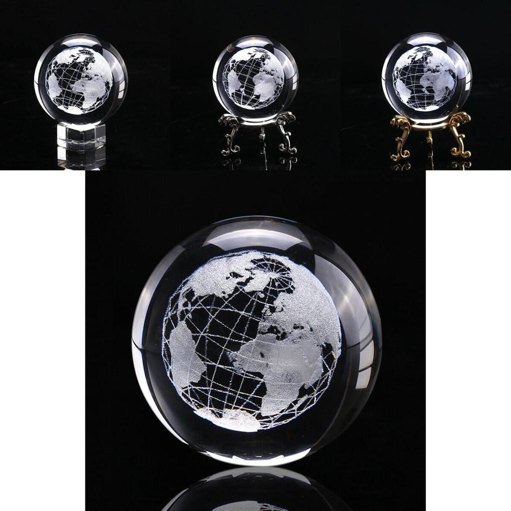 Classic Design 60mm 3d Crystal Ball Glass Laser Engraved Miniature Earth Sphere Gift