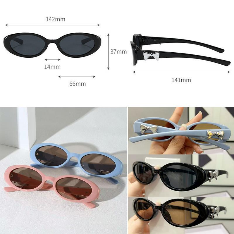 Korean Oval Small Frame Bow Sunglasses For Women And Men Outdoor Fashion Anti UV Resistant Shades For Woman Multicolor