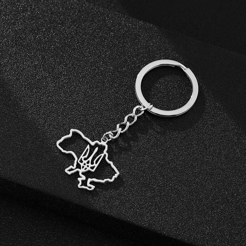 Popular Ukraine Emblem Pendant Keychain In Titanium Steel - Unisex Fashion Accessory