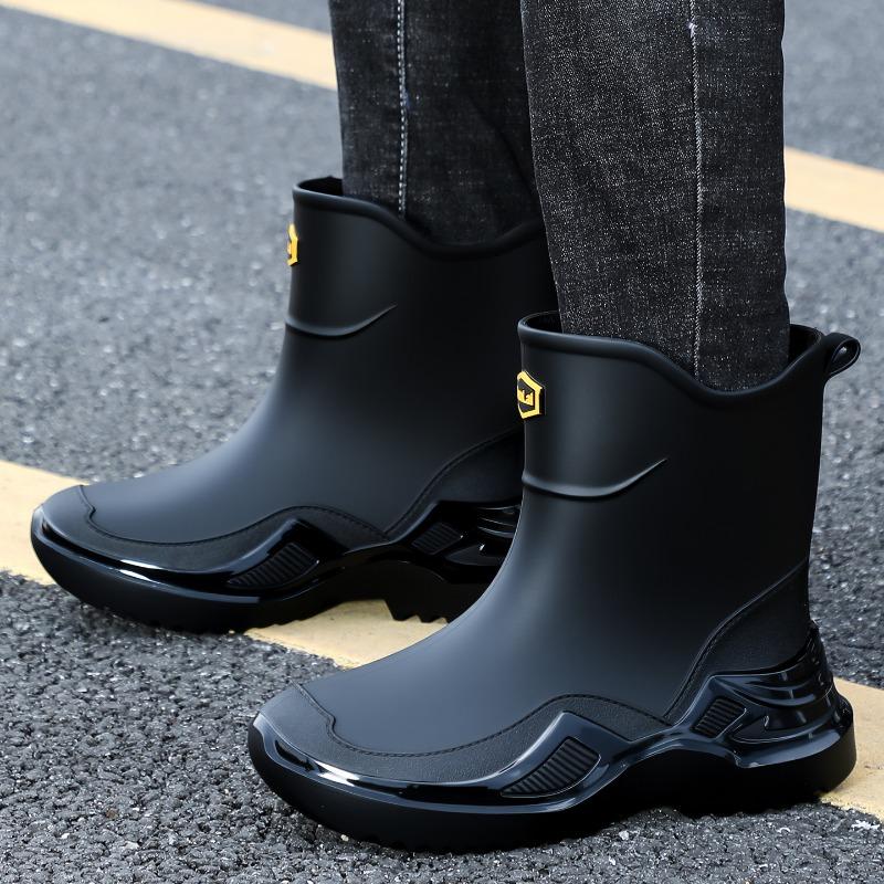 Trendy Men's Short and Medium Rain Shoes Multi-color Sports Rubber Shoes Thickened and Widened Non-slip Environmentally Friendly Rain Boots