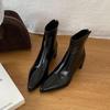 Fashion Female Pointed Toe Modern Women Ankle Boots With Zippers Shoes Square Heels Fashion Elastic Ladies Stretch Boots Shoes