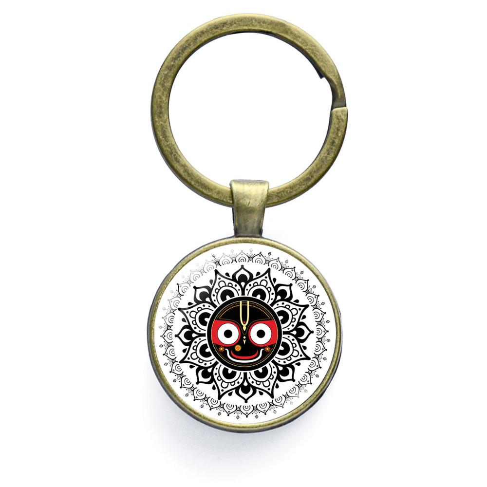 Брелок с изображением Джаганнатха Кришны, брелок с изображением мультфильма для женщин и мужчин, винтажный брелок с изображением лотоса, стекло, кабошон, религиозные украшения