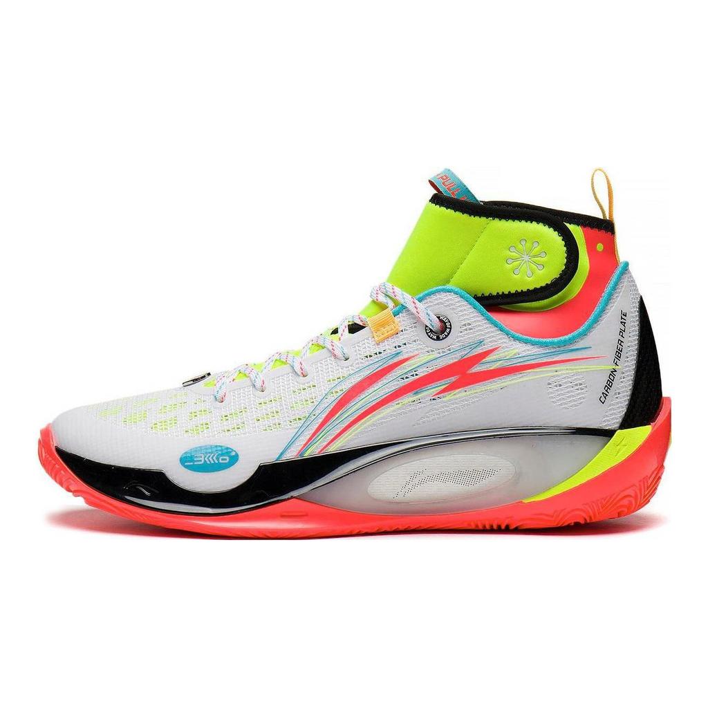 Li Ning 808 2 ULTRA Амортизация Скользкие Устойчивые к истиранию Высокие Баскетбольные Кроссовки Мужские Белый Зеленый Красный ABAT007-4