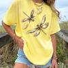 Summer Plus Size Women's T-Shirt Fashion Original Design Dragonfly Pattern Printed 3D Women's Casual Crew Neck Short Sleeved Tops