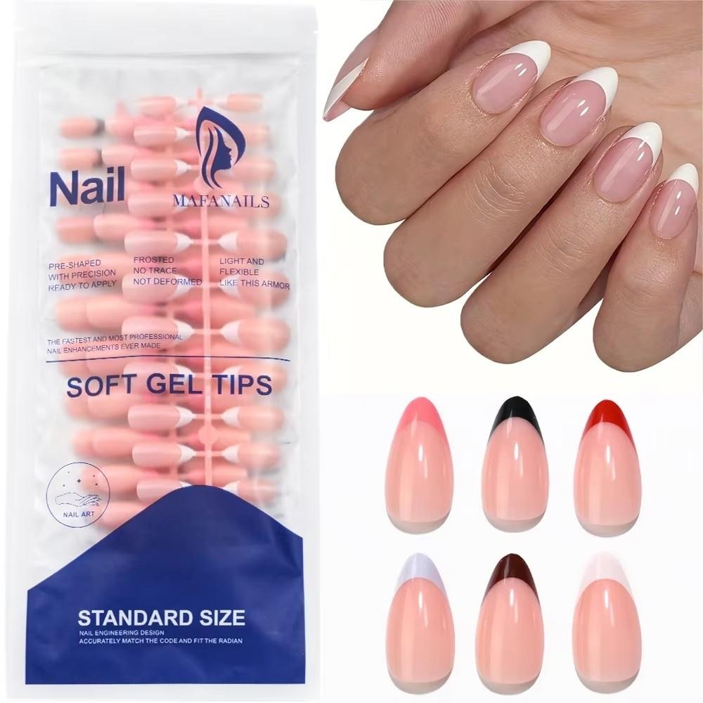 144 Pieces Pack 6 Colors Set Fake Nails Full Cover French Tip Nails New False Nail Tips for Women