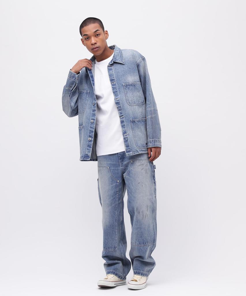 AVIREX УНИВЕРСАЛЬНЫЙ ДЖИНСОВЫЙ КОМБИНЕЗОН С ДВОЙНЫМИ КОЛЕНЯМИ Размер Выстиранный и БРЮКИ, Мужской, M, 369, Потертый, 783-5111201