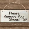Wooden Plaque Decorative Creative with Hanging Rope Please Remove Your Shoes Hanging Plaque for Home