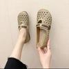 Retro Ethnic Wind Hole Soft Sole Women's Shoes 2025 Comfortable Versatile Hollow Women's Sandals Spring and Summer Large Size Single Shoes