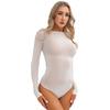 Women's Mesh Sheer Bodysuit Shapewear Long Sleeve Leotard High Cut Thong Jumpsuit Rompers
