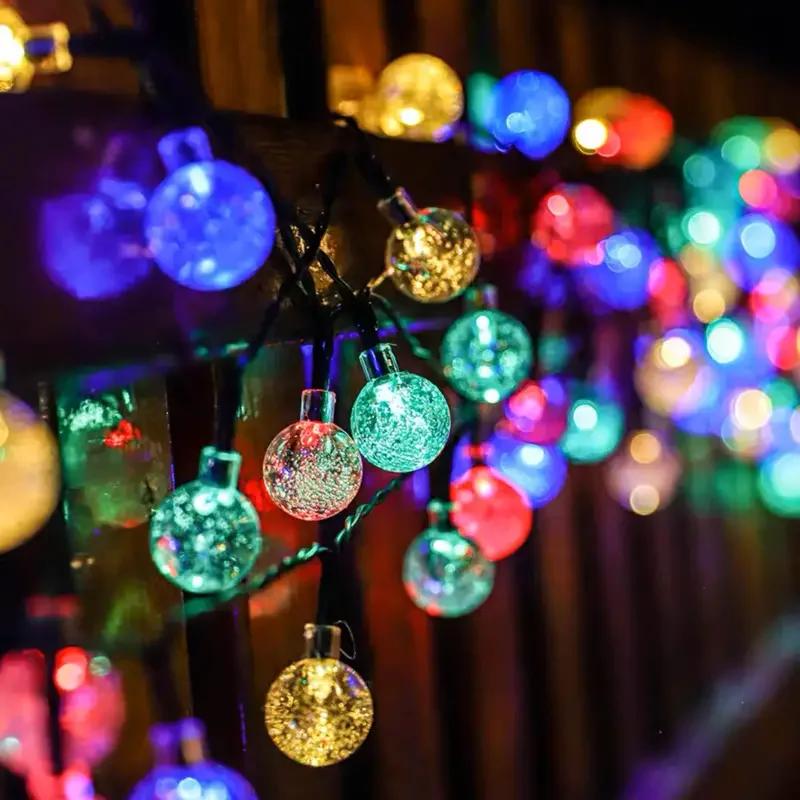 8 Modes Solar Light Crystal Ball 5M/7MLED String Lights Fairy Lights Garlands For Christmas Party Outdoor Decoration