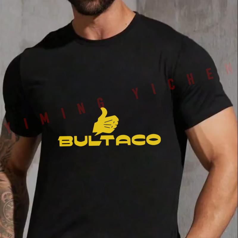 Motorcycle Bultaco Pattern Motorbike Men's Fashion T-shirt Casual Summer Comfortable Short Sleeve Tops