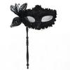 Halloween Dressing Halloween Party Mask with Rod Half Face Cover Butterfly Hand Hold Mask Cosplay Prop Exquisite Masquerade Mask