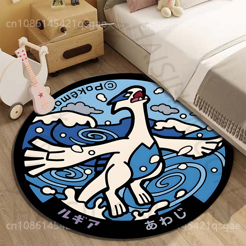 Japan Pokémon Eevee Greninja Print Round Carpet for Living Room Bedroom Table and Chair Sofa Home Decor Area Rug Luxury Gift