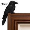 Artistic Feather Detail Bird Statue Wooden Door Topper Decor, Adorable Shape Corner Statue, Handcrafted Wood Decor Sign, Woodland Small Room