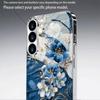 New Electroplated Silver Phone Case For Samsung Galaxy S26 S25 S24 S23 Ultra Featuring Soft Blue Gradient Gold Floral Pattern
