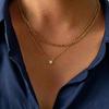 Изысканное двухслойное колье-цепочка Фигаро из нержавеющей стали с цирконием - Водонепроницаемый летний кулон для женщин
