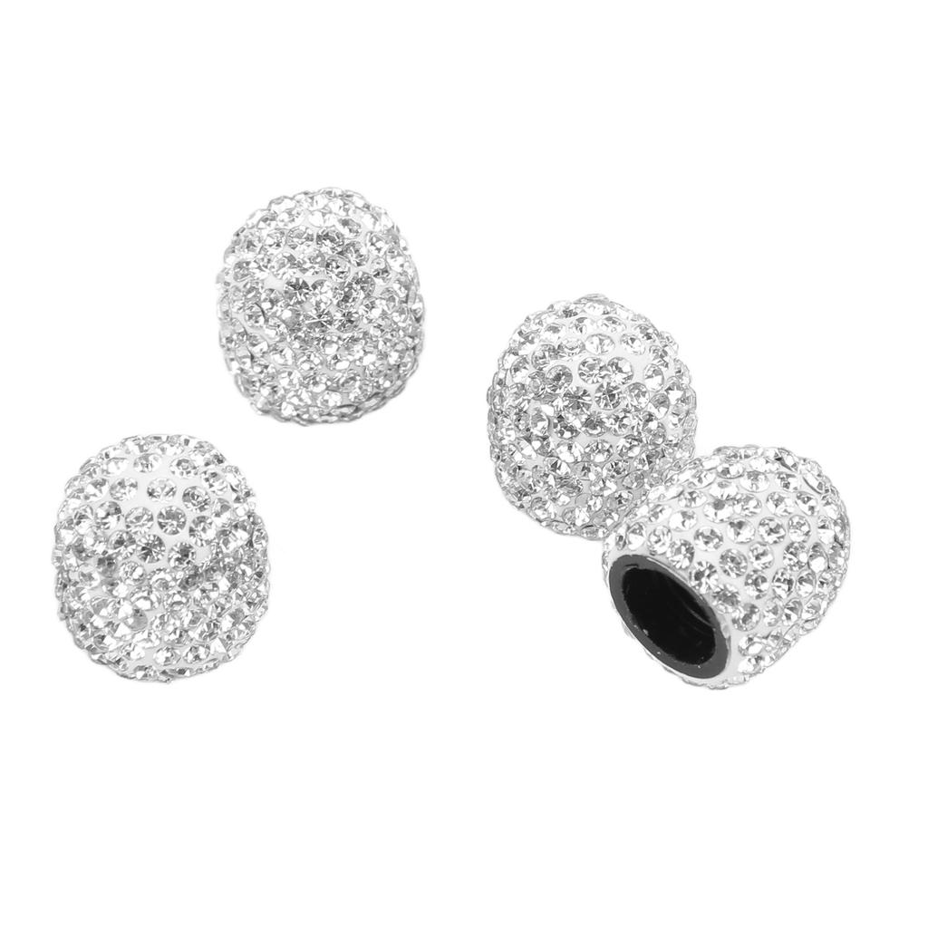 4 шт. Блестящие колпачки штока клапана 15 мм Колпачки для воздуха штока Украшение шины Универсальные для автомобиля мотоциклаСеребристый