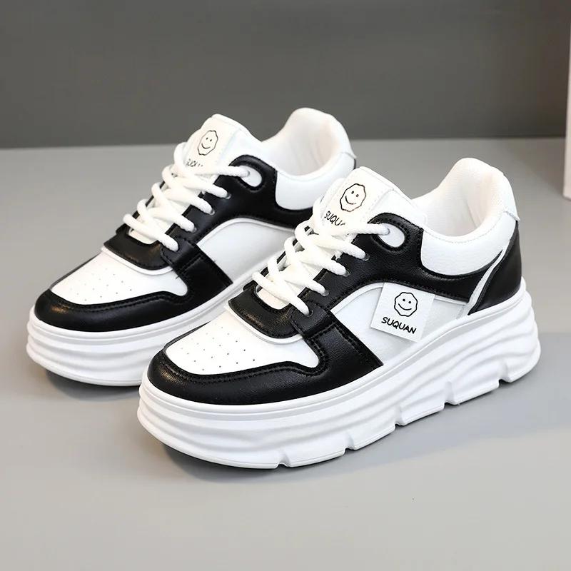 Модные новые женские туфли на толстой подошве белого цвета, модные универсальные повседневные туфли на увеличенной платформе, женские кроссовки, нескользящие походные туфли Mujer