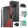 For Honor X8c 4G Case Zipper Wallet Color Splicing Leather Flip Phone Cover with Straps