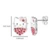 Серьги-гвоздики Sanrio Lady Hello Kitty и Heart Официально лицензированы, эмалевое покрытие и серебряное покрытие с розовыми кристаллами, латунь, кристаллы