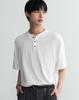 WORK ON BODY OFF Three-Button Semi-Oversized Henley Neck Short Sleeve [White]