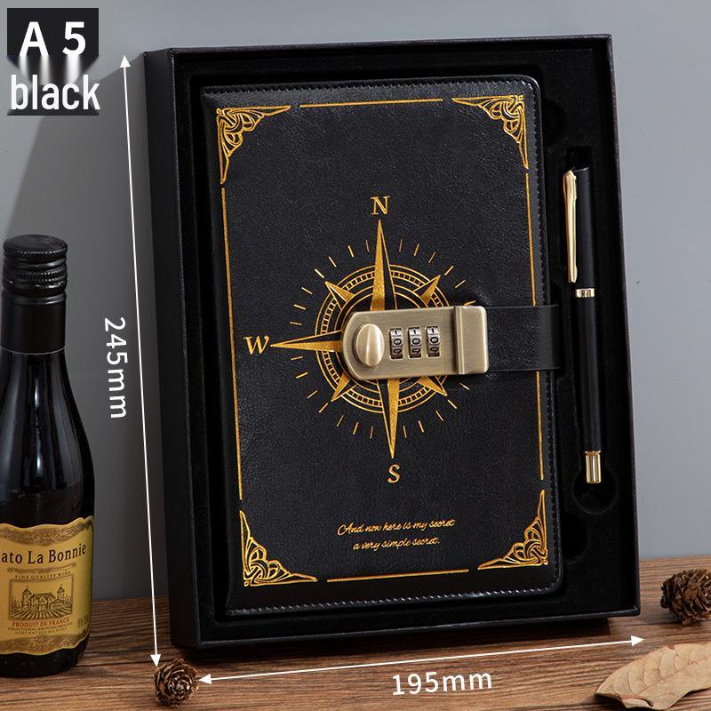 Ретро блокнот на пароле с замком 2025 - Простой и литературный дизайн для мужчин и женщин