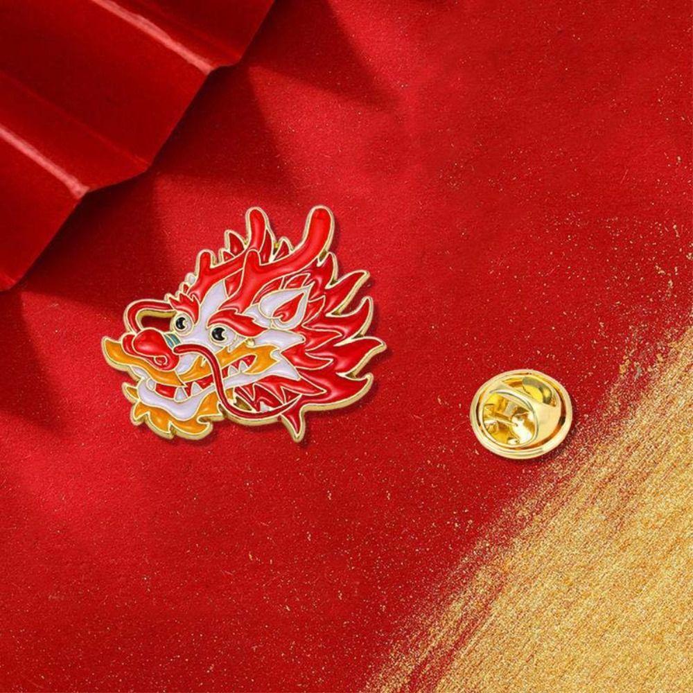 2024 Year Dragon Head Brooch Dragon Head Cartoon Pin Brooch Shirt Pin Dragon Year Brooch  Jewelry