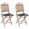 VidaXL Folding Garden Chairs 2 Pcs with Cushions Bamboo
