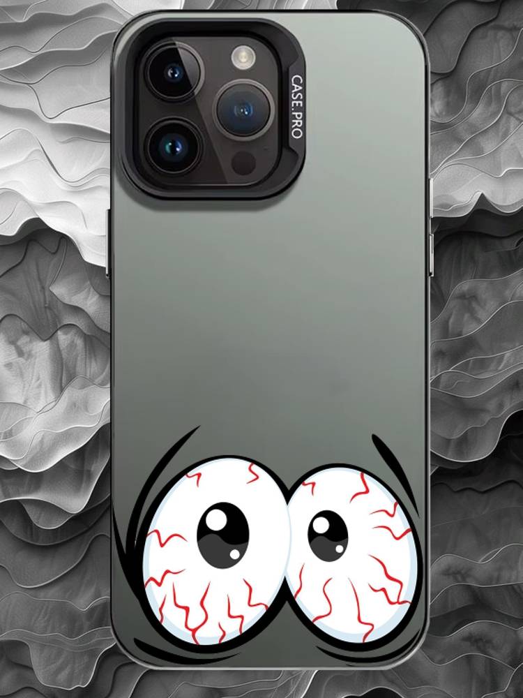 Чехол для телефона с мультяшным выражением лица Для iPhone 17 16 15 14 13 12 11 Pro Max Plus Серебристый Матовый Черный Чехол