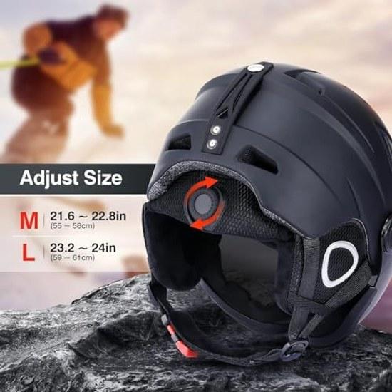 TOMSHOO ski helmet goggles lightweight snowboard 2-in-1 visor removable set unisex snow sports helmet.