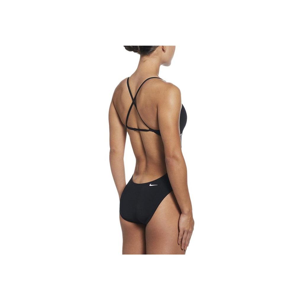 Nike Adjustable Crossback Logo Print Sleeveless Swimsuit Women swimsuit Black NESSF019-001