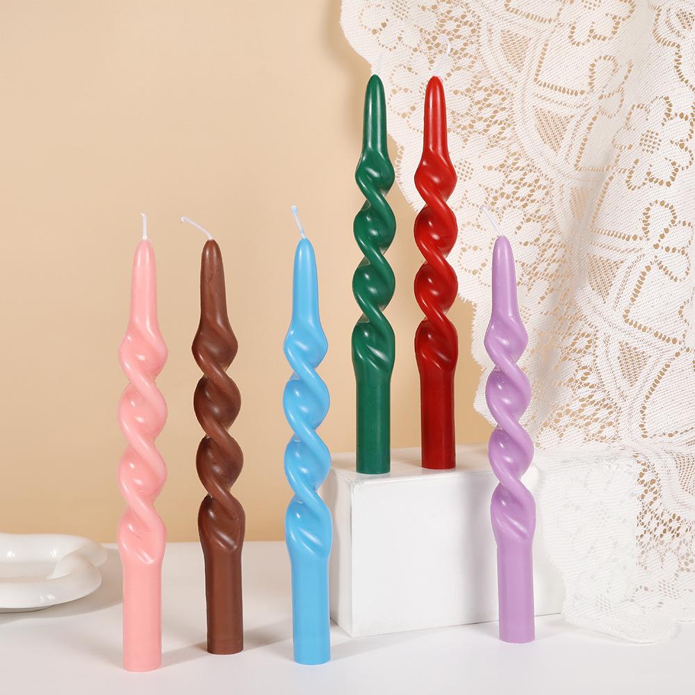 10-дюймовая Классическая Цветная Резьбовая Длинная Свеча Домашняя Креативная Без запаха Витая Восковая