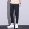 Однотонные узкие брюки длиной девять точек для мужчин, корейский стиль, трендовые, легкие, деловые мужские брюки, универсальные маленькие брюки, повседневные брюки для мужчин