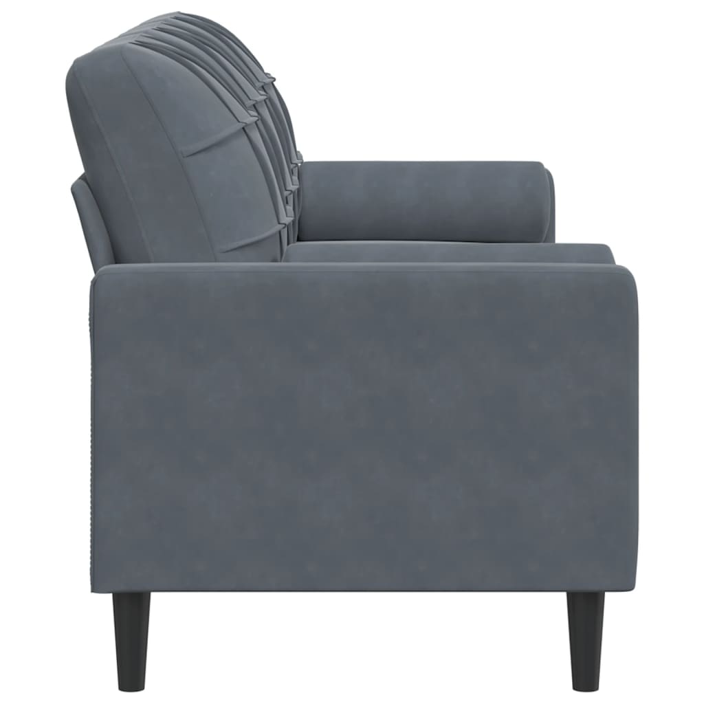 3 Seater Sofa with Decorative Cushions Dark Grey 180 cm Velvet