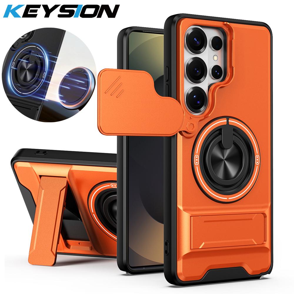 KEYSION Магнитный чехол для телефона для Samsung Galaxy S25 S26 Ultra S26+ S25 FE Слайдер Защита камеры Вертикальная подставка Кольцо Ударопрочный чехол