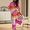 Women's 2 Piece Outfit Set Batwing Sleeve V Neck Top Drawstring Wide Leg Pants Set Loose Casual Lounge Sweatsuit