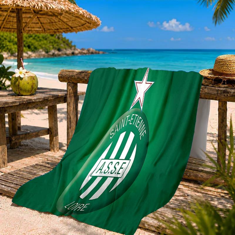Saint-etienne Football Club Beach Towel Microfiber Beach Towel, Lightweight and Quick-Dry, for Summer Travel, Swimming Pool Fan Birthday Gift